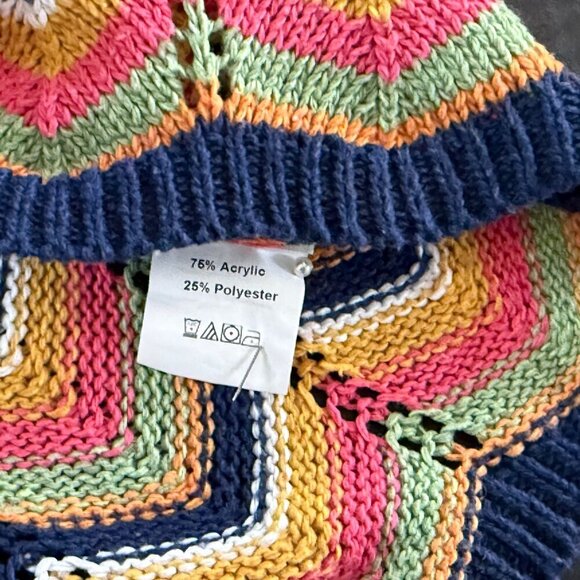 Shein Flare Long Sleeve Open Knit Chevron Crew Neck Crop Sweater - Picture 5 of 7